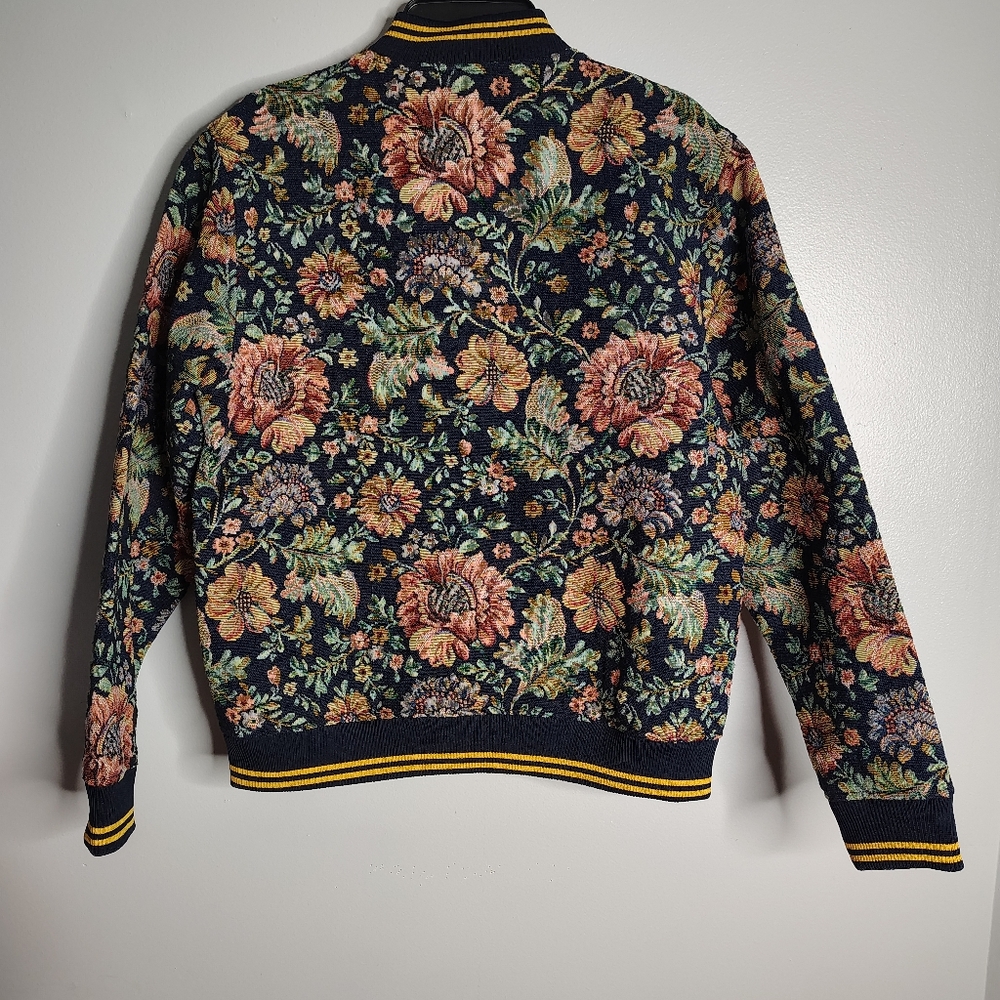 Fried Waters Textured Floral Bomber Jacket. The Tapestry Edition Mens Medium New - Picture 2 of 8